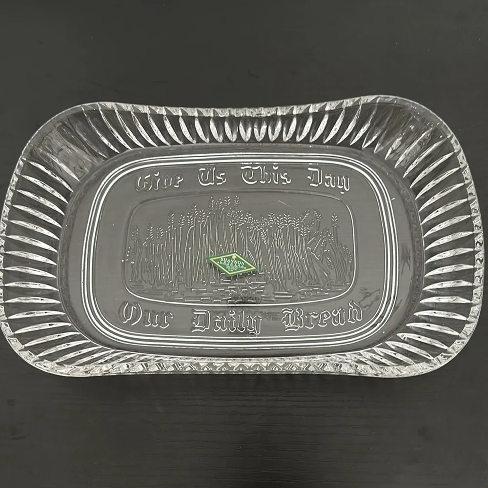 Shannon Crystal Ireland Handcrafted Lead Crystal Give Us This Day Bread Tray